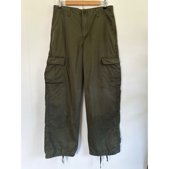 Levi's Pants - Levis 94 Baggy Cargo Pants Olive Green Womens 30 Wide Leg Utility Streetwear